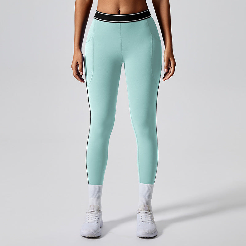 summerhigh waist yoga pants for women anti-curling elastic sports leggings outdoor sports fitness nine-point pants