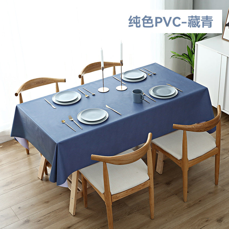Solid color dining table tablecloth waterproof and oil-proof modern simple PVC tablecloth, leave-in coffee table table countertop cover wholesale