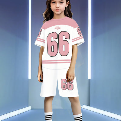 wholesale girls' short-sleeve and shorts sets, fashionable spring, summer, and autumn outfits for girls