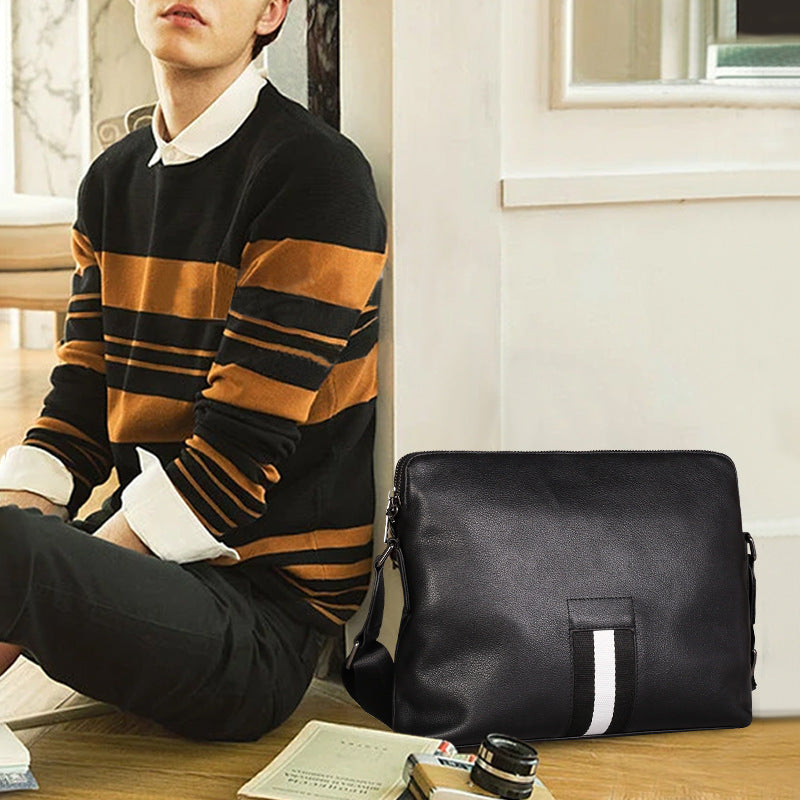 New leather men's bag versatile men's shoulder bag first layer cowhide men's satchel high sense large capacity messenger bag