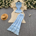 French chic knit tank top & pleated midi skirt set - women's summer slimming & elegant two-piece outfit - high-end style