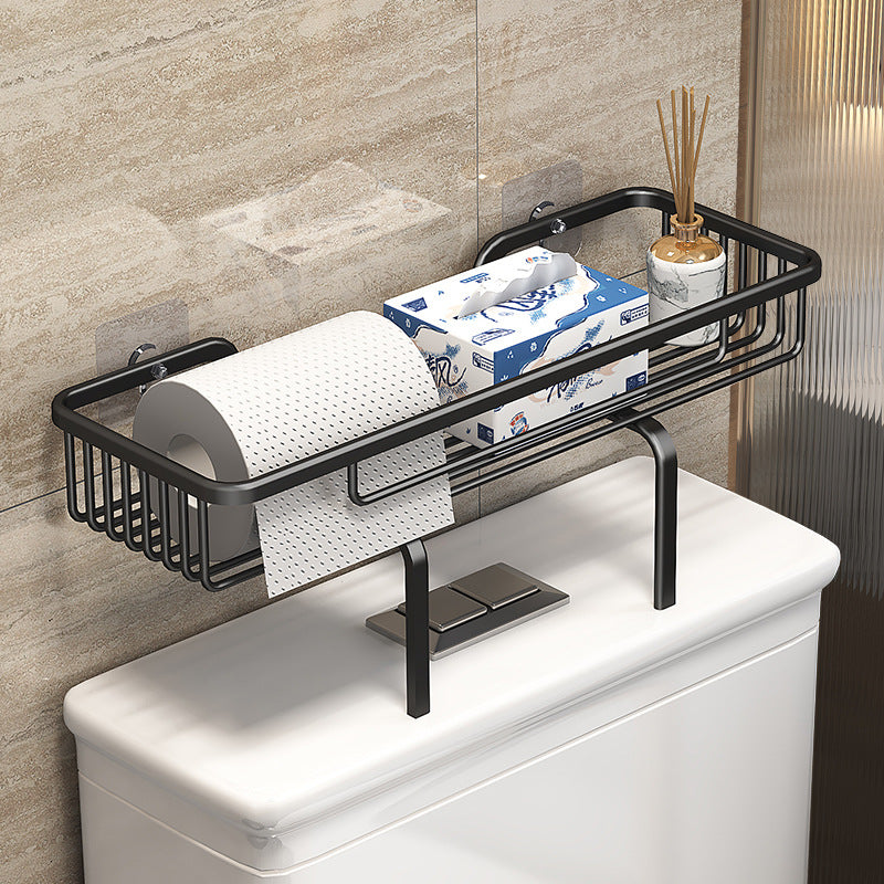 Space aluminum bathroom above the toilet rack Toilet toilet toilet suction cup wall hanging No punching storage
