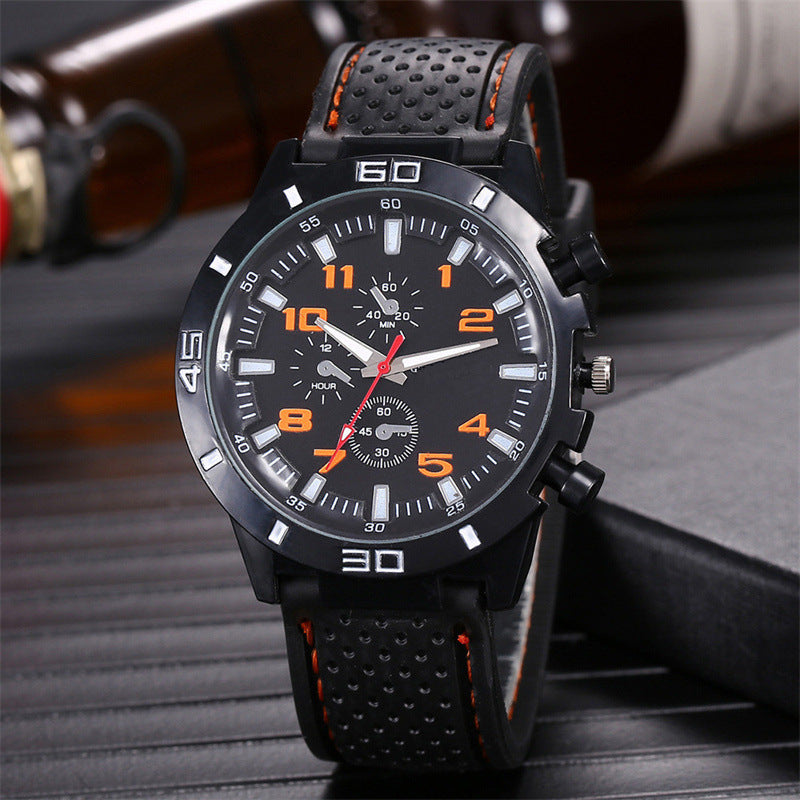 28029 new wish export sports silicone fashion racing business quartz men's watch wholesale