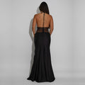 C7546 cross-border   fashion women's sexy lace v-neck patchwork backless dress