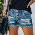 European and american cross-border women's fashion:  us classic independence day flag print  denim distressed shorts for women