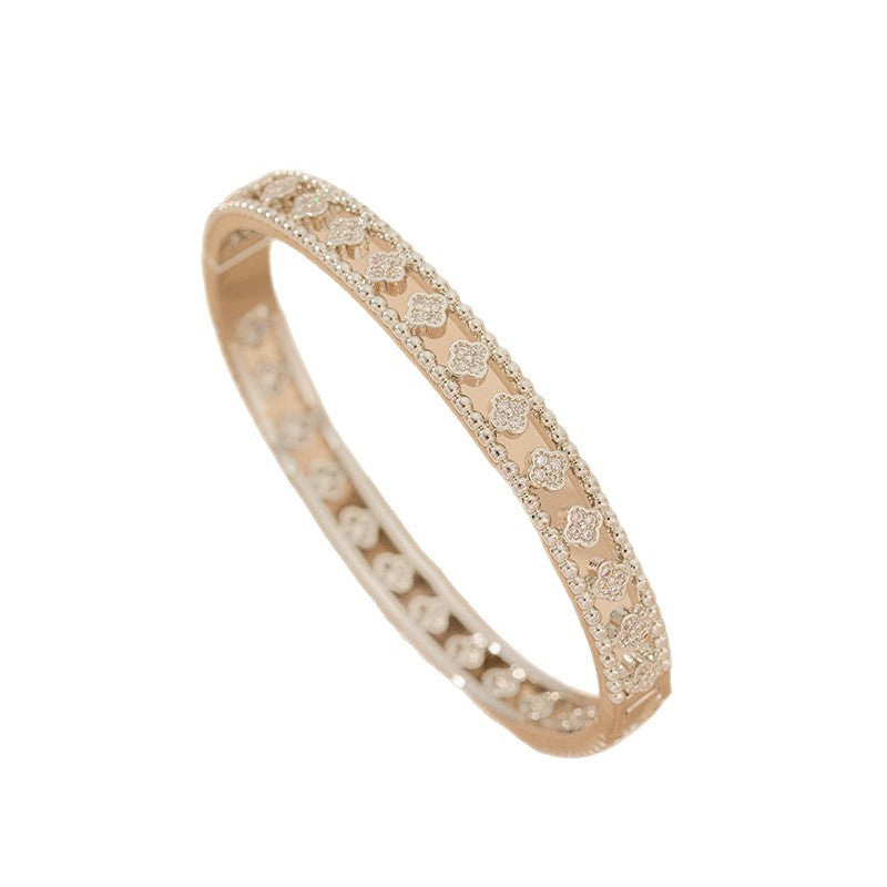 Bracelet female cross-border popular style full of diamonds four-leaf clover bracelet accessible luxuryclassyfashioncasualeasiest for match bracelet jewelry