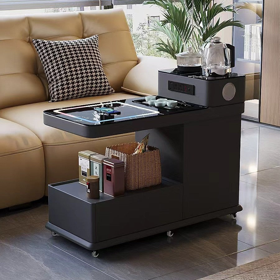 Movable sofa side table, smart water boiling and tea making, with wireless charging, bluetooth audio, all solid wood side table, enlarged water bucket