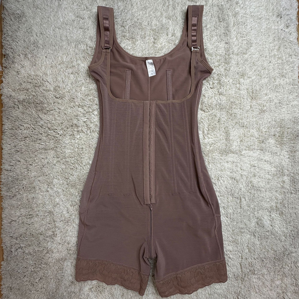 new arrival cross-border butt lift and tummy control body shaping jumpsuit steel boned buttoned mesh jumpsuit body shaping