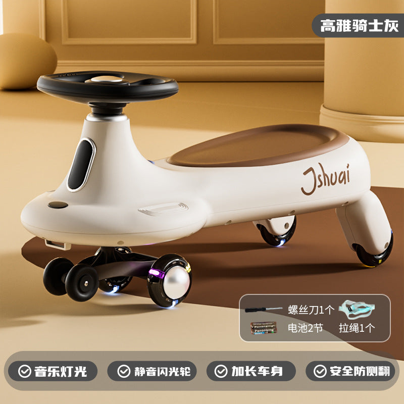 Kids twist car universal wheel model anti-rollover slip car music flash wheel balance rocking car model anti-rollover