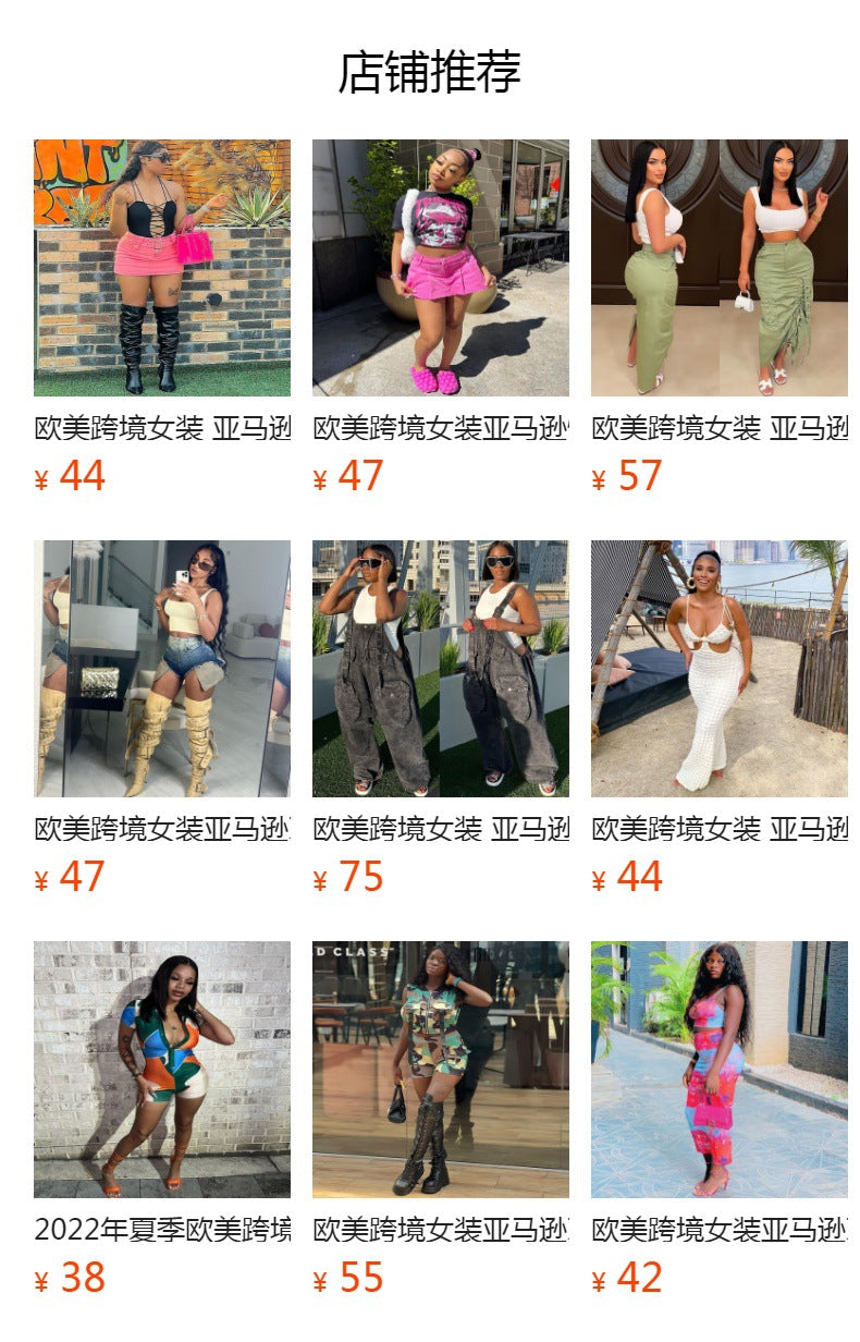 European and american cross-border women's fashion:  summer new arrivals - sexy hot girl u-neck stretch beach swimsuit tank top jumpsuit