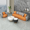 Three people + single person + coffee table (orange)