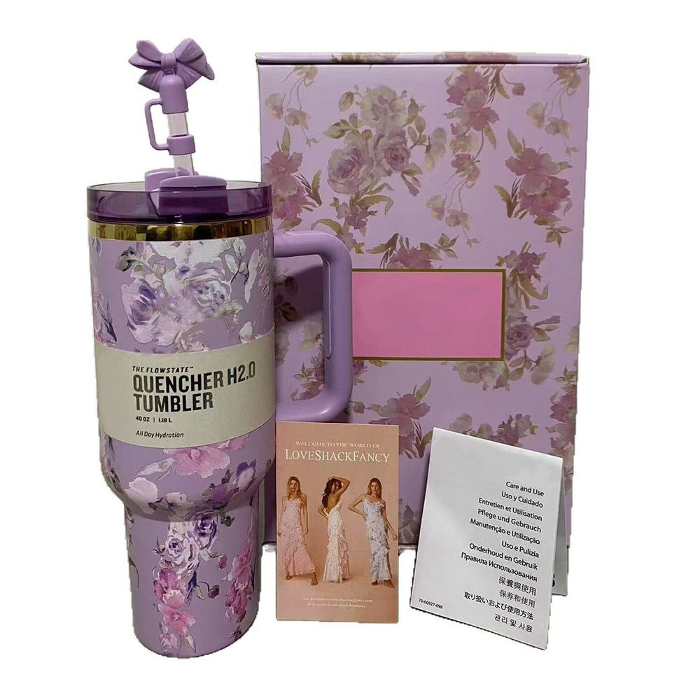 New arrivalstanley blooming ice cup 304 stainless steel vacuum thermos cup with handle portable straw cup