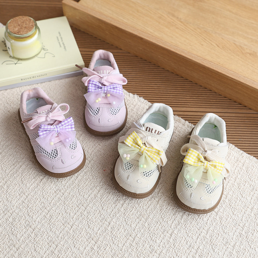 Vancahao kidsfashion sneakers  spring & fall new arrivalk-stylekids shoes girl lacebows german training shoes