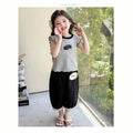 Girls' summer outfit set: new korean style sleeveless polka dot pants and tank top for kids