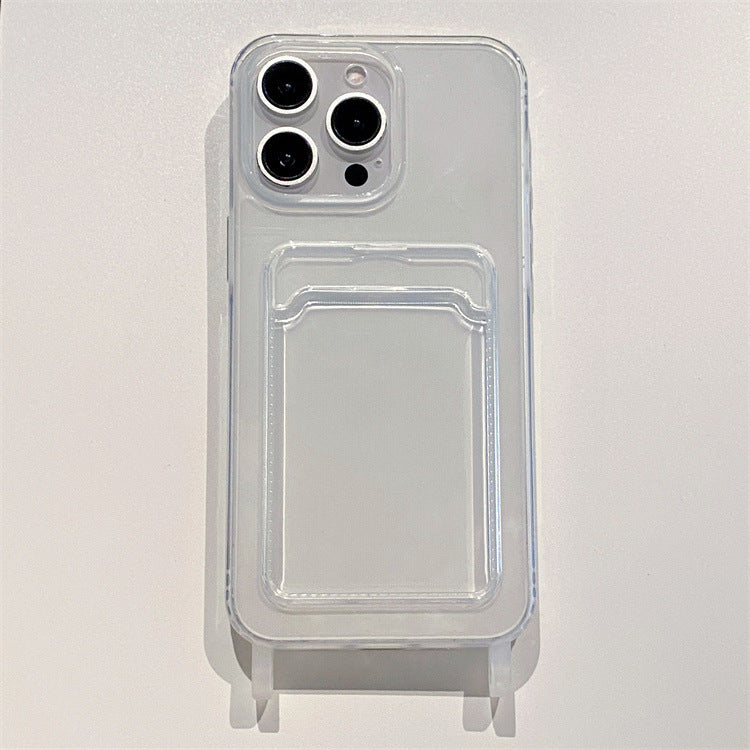 Creative card holder compatible with apple 16 pro, anti-drop transparent card case, iphone 13 minimalist soft protective cover