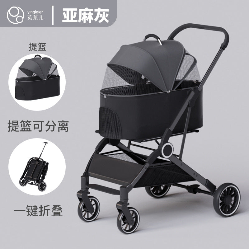 Pet stroller for cats and dogs - lightweight, foldable, and portable for teacup poodles, toy pomeranians, chihuahuas, yorkshire terriers, and bichons
