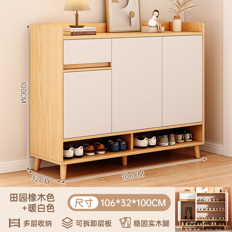 Solid wood shoe cabinet, indoor entrance to the home entrance, simple wall locker, shoe rack, log wind