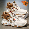 2025 winter men's fleece-lined high-top sneakers: trendy, versatile, chunky sole casual dad shoes for men