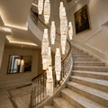 Accessible luxury postmodern house height living room lamp duplex staircase full copper marble chandelier casual bedroom bedside lamp