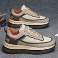 Thick sole travel men's shoes winter black waterproof leather work safety shoes men's running non-slip sports dad shoes