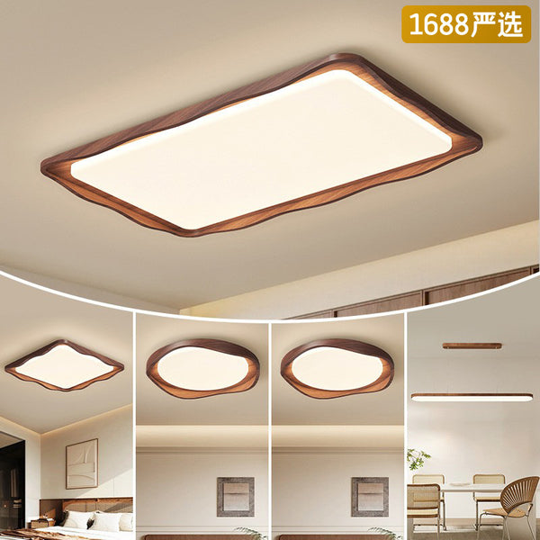 [Strict Selection] 2025 New Wave Ceiling Light French Retro Walnut Full Spectrum Eye Protection High-end Bedroom Light