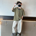 Boys' summer outfit set  new style kids short sleeve mosquito pants casual two-piece set mid-to-large children's clothing boys' clothes