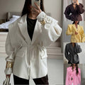 cross-border e-commerce women's fashion: european and american summer new arrivals - stylish, figure-flattering, tie-waist, versatile v-neck blazer jacket