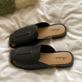 New open-toe solid color mules - summer women's fashionable half-wrap sandals - flat slippers for outdoor wear