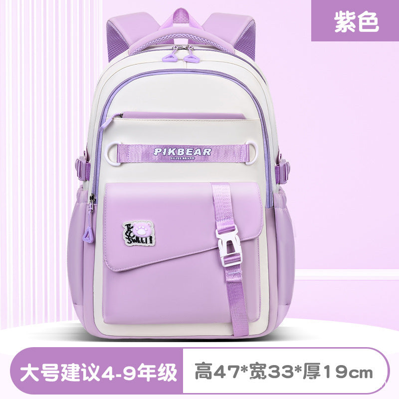 2025 schoolbag junior high school girls water-repellent nylon oxford cloth ultra-light spine-protecting backpack junior high school schoolbag