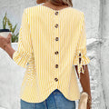 European and american cross-border women's clothing : spring/summer striped cardigan blouse - new loose fit casual women's top