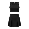 Casual slim-fit sports tank top and skort two-piece set -  european & american fashion, sexy solid color tennis style