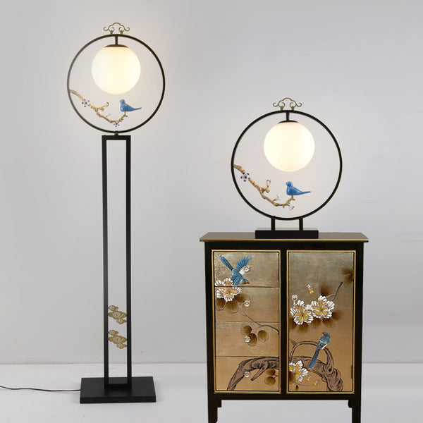 New Chinese floor lamp living room creative Internet celebrity retro home desk lamp bedroom bedside lamp study desktop lamp