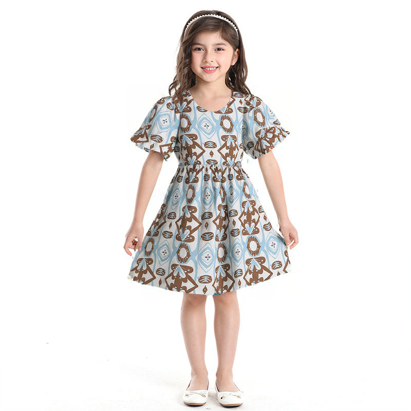 Summer floral girls' princess dress, cotton a-line skirt wholesale, new cross-border children's wear dress, girls' dress