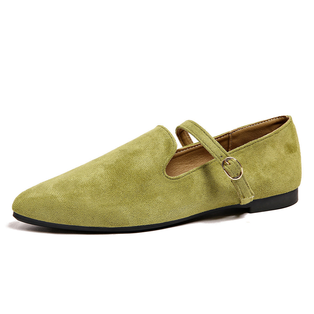Suede flatsplaid lazy flatsautum cross-border plus size pointed toe soft bottom casual flats women's wholesale