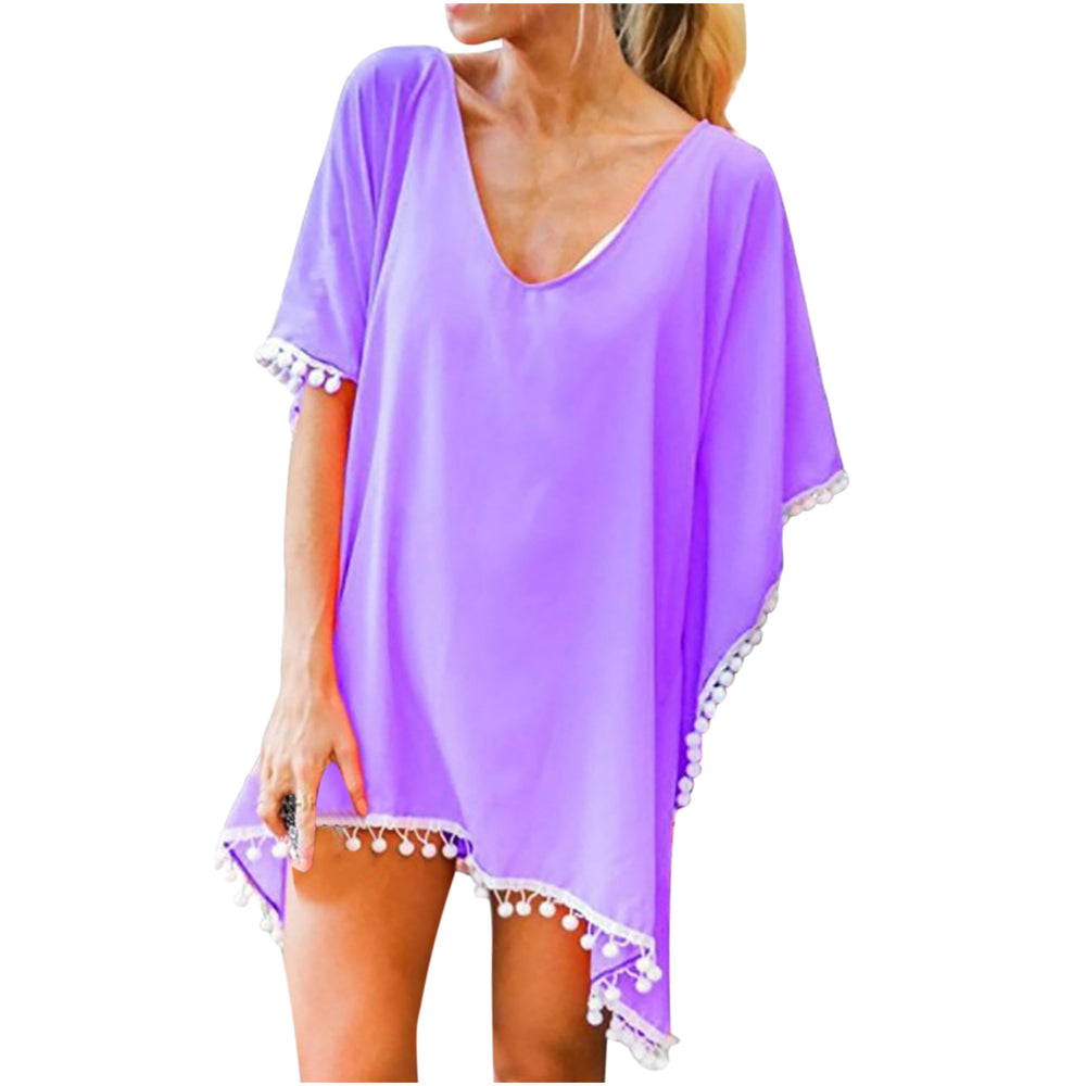 fashionnew arrivalprinting tassel small white ball chiffon beach skirt blouse ready-made trendy brand
