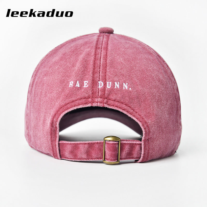 Retro old couple baseball cap stone ground washed letter cap men's wide brim big head circumference sports sunscreen cap