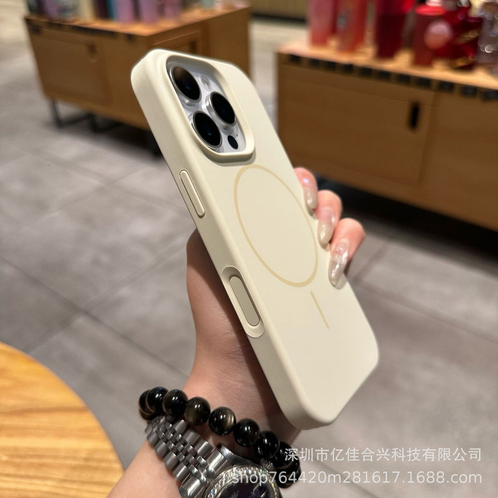 Suitable for apple 17 all-inclusive anti-fall ai button mobile phone case liquid silicone thin ring magnetic suction iphone16 large hole 14