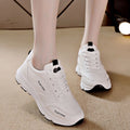 Women's sneakers 2025 spring/autumn new breathable leather white shoes korean style versatile thick sole casual running shoes