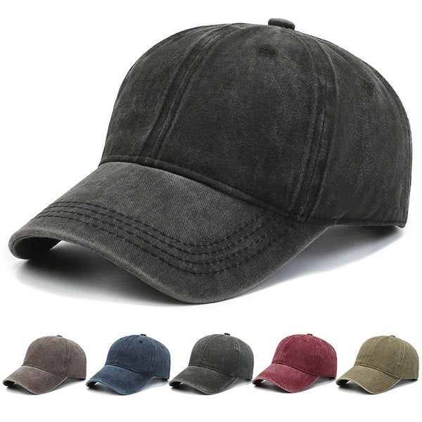Soft top washed baseball cap light board hat men's pure cotton sun hat Korean version women's old sand washed cap printed logo