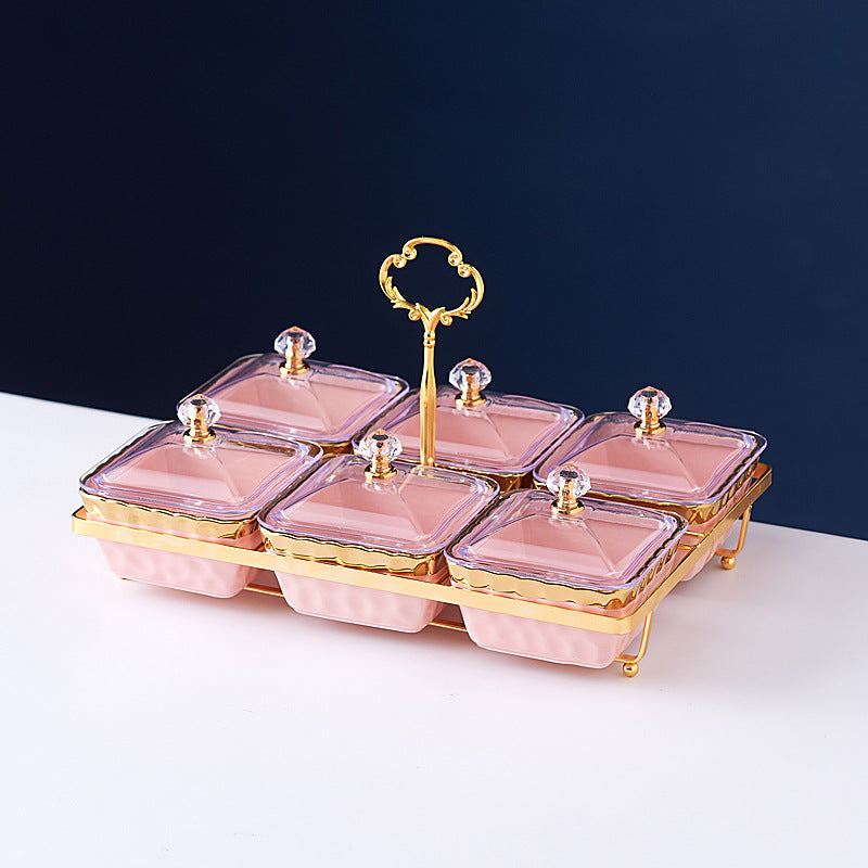 ceramic fruit platter assortment - restaurant, ktv, hotel creative dried fruit plate, dim sum compartmented tray, snack dish set