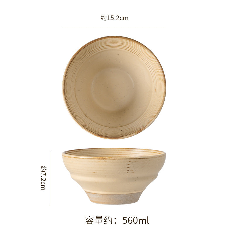 Japanese-style stoneware rice bowl ceramic soup bowl unique creative tableware household dinner bowl retro dessert & salad bowl