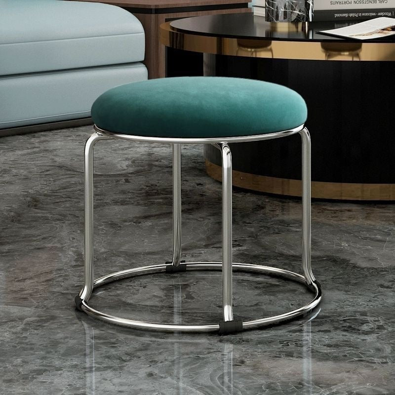 Accessible luxury stoolfor homesoft bag short stool steel bar stool portable practical shoe changing stool coffee table stool carbon steel frame round stool no