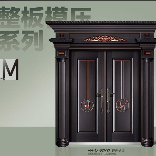 Zinc alloy villa door double door courtyard door entrance double door rural self-built house security door for home entrance door