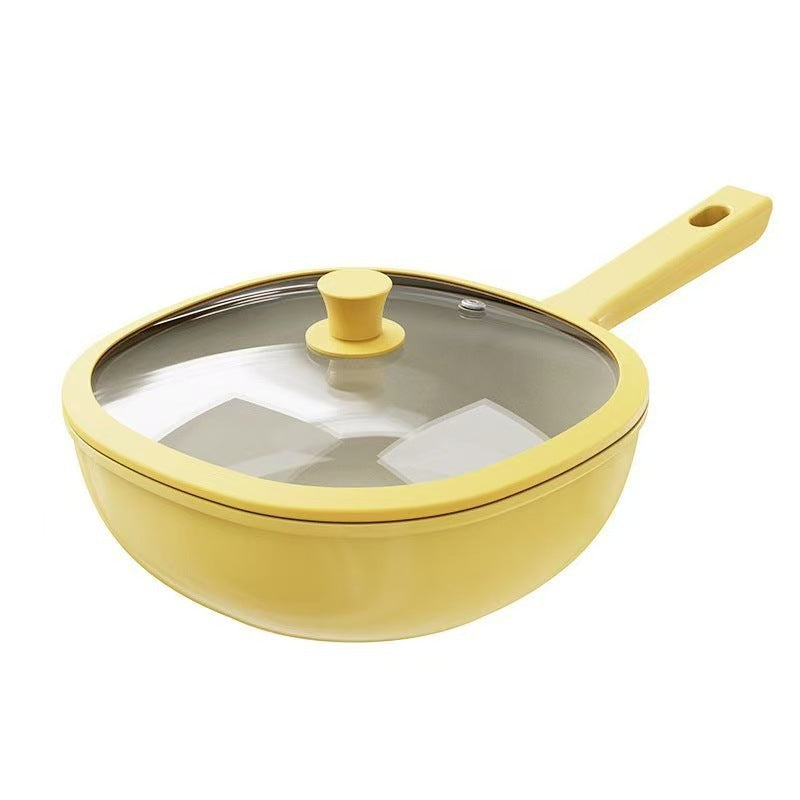 New arrivalpopular square wok wiji titanium non-stick wok for home lightweight small wok milk yellow food supplement pot wholesale