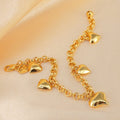 Women's 24k gold-plated copper bracelet - heart-shaped arabian style charm bracelet, everyday wear brass material