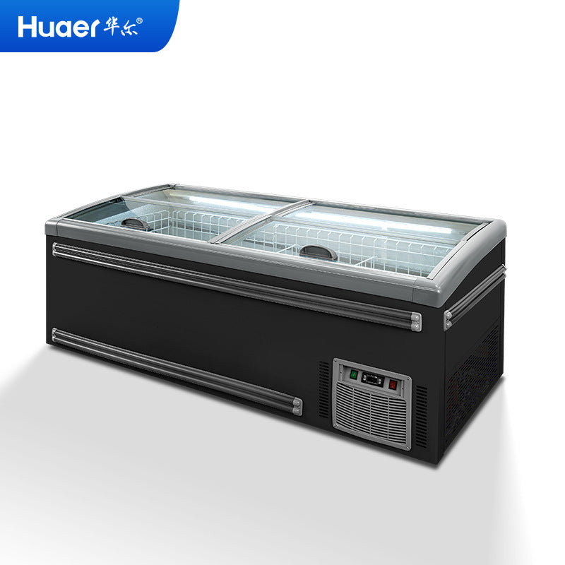 Huaer supermarket freezer display cabinet large capacity freezer commercial ice cream cabinet fresh meat food horizontal combination island cabinet