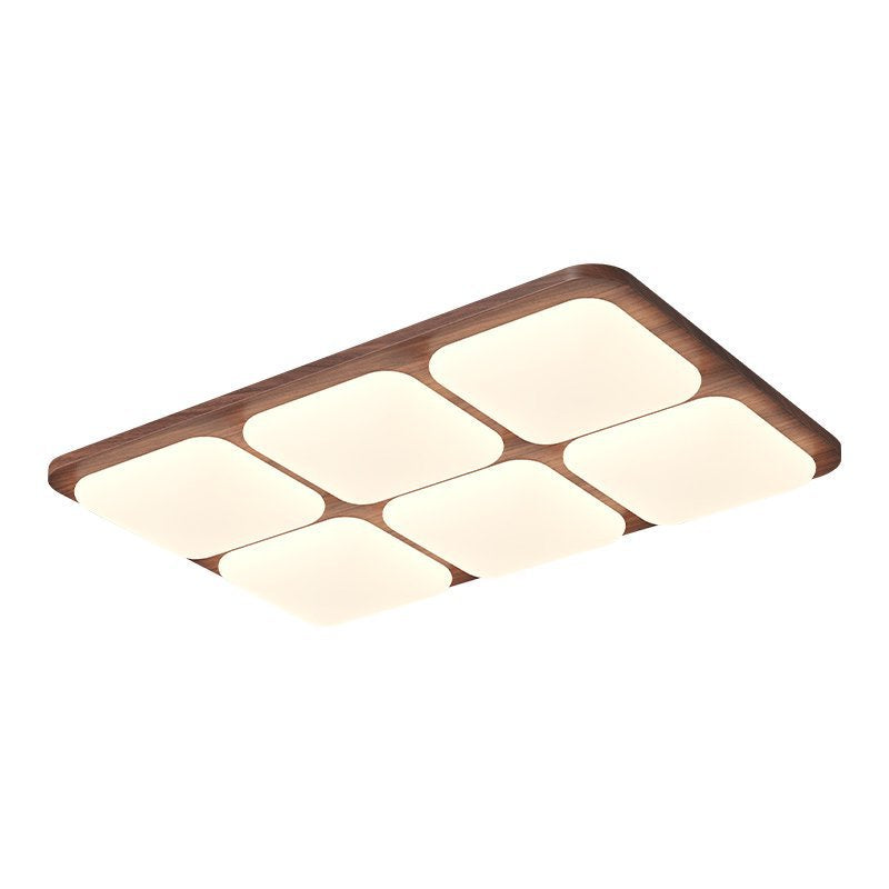 Wood grain wabi sand wind bedroom log wind ceiling light household master bedroom light simple wind eye protection walnut color study light