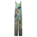 bamboo linen print fashion cami one-shoulder loose fit sleeveless harem jumpsuit casual pants