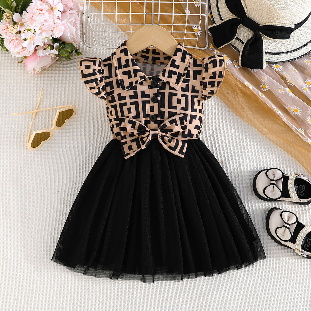 exclusive: girls' summer plaid fashion dress with flutter sleeves - dropshipping available