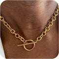 Amazon cross-border hot-selling jewelry stylish thick chain necklace fashion street style fashion ot buckle can be stacked clavicle chain